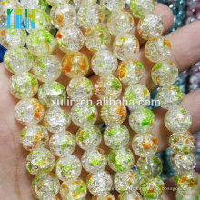 12mm multicolore craquelé cristal de roche perles rondes en vrac de quartz